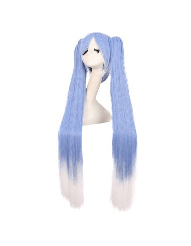 ⭐ Peluca Miku 120cm con Colitas Blanco Azul