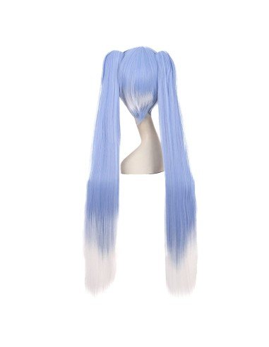 ⭐ Peluca Miku 120cm con Colitas Blanco Azul