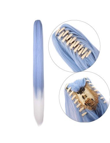 ⭐ Peluca Miku 120cm con Colitas Blanco Azul