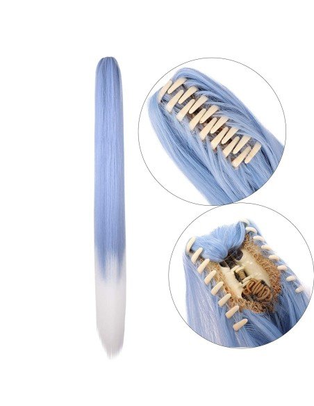 ⭐ Peluca Miku 120cm con Colitas Blanco Azul ⭐ Peluca Miku 120cm con Colitas Blanco Azul