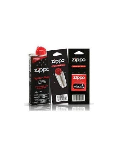 ⭐ Kit Zippo Combustible Gasolina Zippo Fuel 4oz + Mecha + Piedras x6