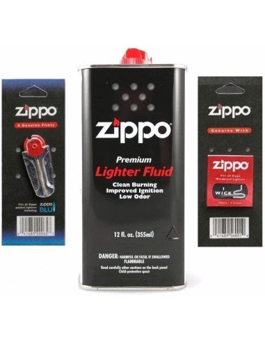 ⭐ Kit Zippo Combustible Gasolina Zippo Fuel 12oz + Mecha + Piedras x6