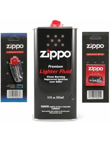 ⭐ Kit Zippo Combustible Gasolina Zippo Fuel 12oz + Mecha + Piedras x6