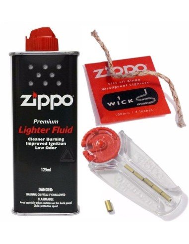 ⭐ Kit Zippo Combustible Gasolina Zippo Fuel 4oz + Mecha + Piedras x6