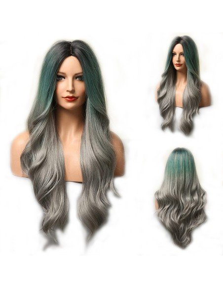 ⭐ Peluca Balayage Cosplay kanekalon degradee Ceniza