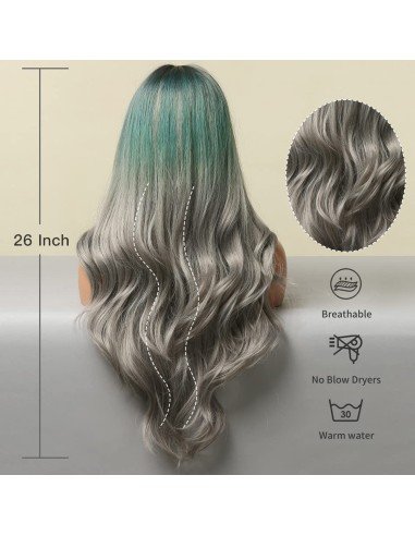 ⭐ Peluca Balayage Cosplay kanekalon degradee Ceniza