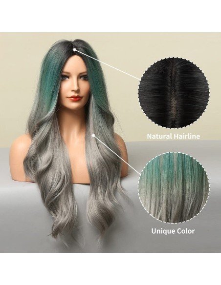 ⭐ Peluca Balayage Cosplay kanekalon degradee Ceniza