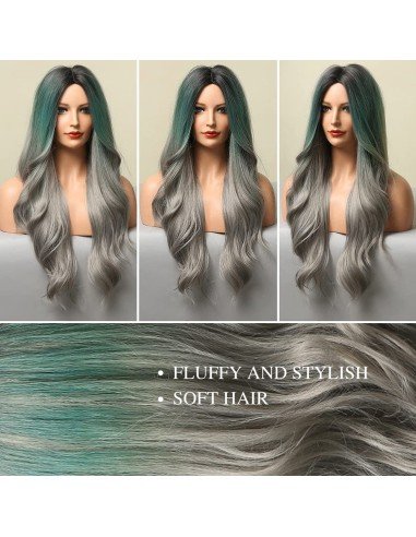 ⭐ Peluca Balayage Cosplay kanekalon degradee Ceniza