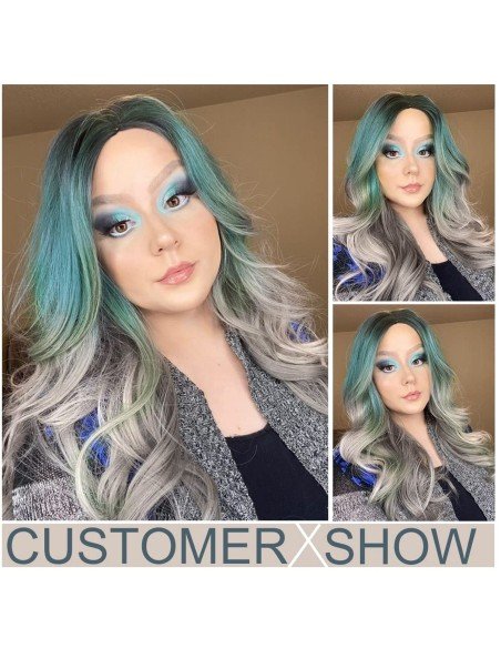 ⭐ Peluca Balayage Cosplay kanekalon degradee Ceniza