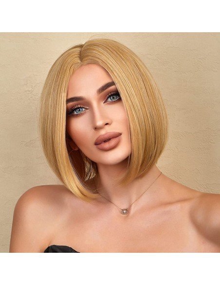 ⭐  Peluca Corta Kanekalon Corte Recto Apariencia Natural