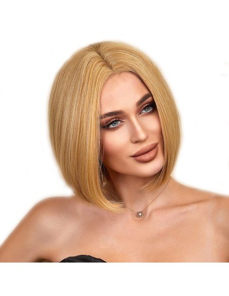 ⭐  Peluca Corta Kanekalon Corte Recto Apariencia Natural