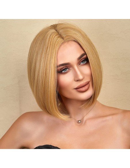 ⭐  Peluca Corta Kanekalon Corte Recto Apariencia Natural