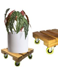 ⭐ Base con Ruedas para Matera soporte cuadrado Madera 20x20cm