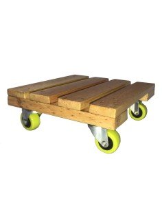 ⭐ Base con Ruedas para Matera soporte cuadrado Madera 20x20cm 2