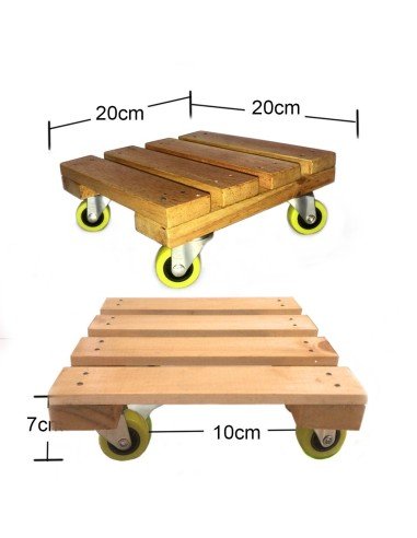 ⭐ Base con Ruedas para Matera soporte cuadrado Madera 20x20cm