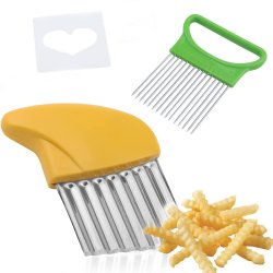 ⭐ Cortador Papas Onduladas + Trincho Tenedor Cebolla Vegetales