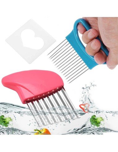 ⭐ Cortador Papas Onduladas + Trincho Tenedor Cebolla Vegetales