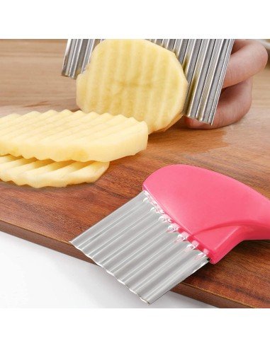 ⭐ Cortador Papas Onduladas + Trincho Tenedor Cebolla Vegetales