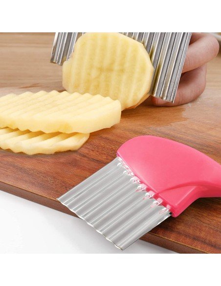 ⭐ Cortador Papas Onduladas + Trincho Tenedor Cebolla Vegetales