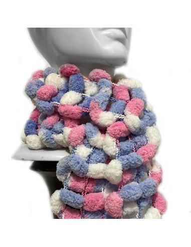 Bufanda Pashmina Pompón tejida a mano cuello Lana abrigo