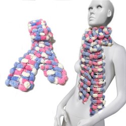 Bufanda Pashmina Pompón tejida a mano cuello Lana abrigo