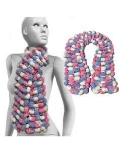 Bufanda Pashmina Pompón tejida a mano cuello Lana abrigo 2