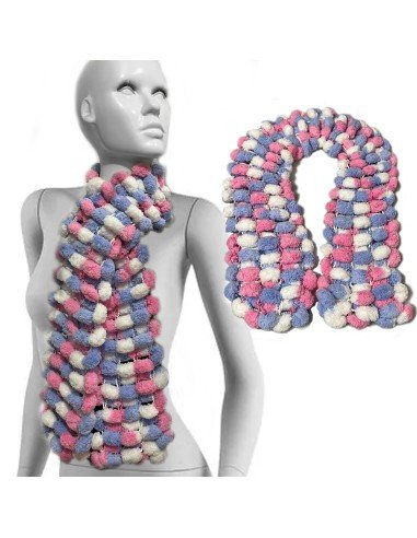 Bufanda Pashmina Pompón tejida a mano cuello Lana abrigo