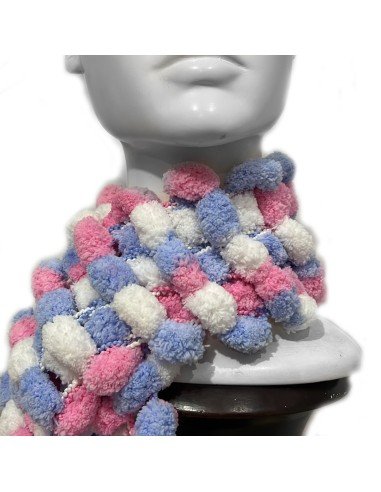 Bufanda Pashmina Pompón tejida a mano cuello Lana abrigo