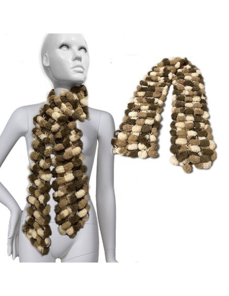 Bufanda Pashmina Pompón tejida a mano cuello Lana abrigo