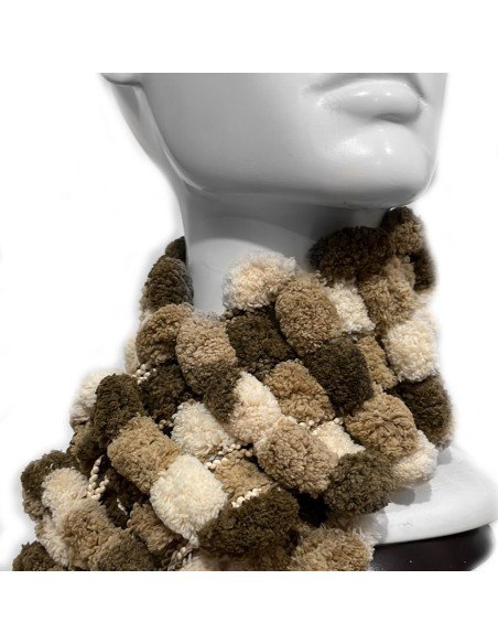 Bufanda Pashmina Pompón tejida a mano cuello Lana abrigo