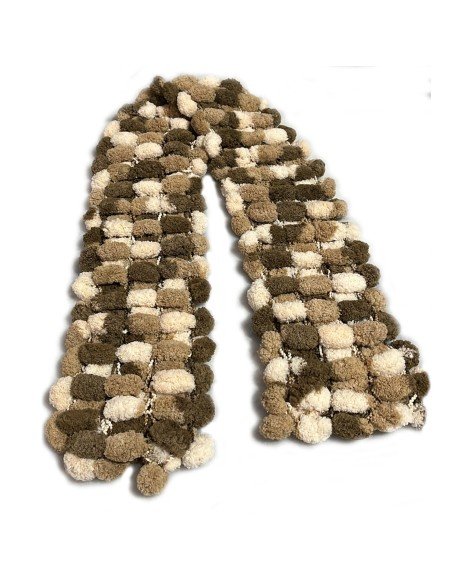 Bufanda Pashmina Pompón tejida a mano cuello Lana abrigo