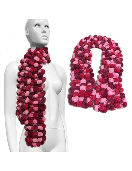 Bufanda Pashmina Pompón tejida a mano cuello Lana abrigo