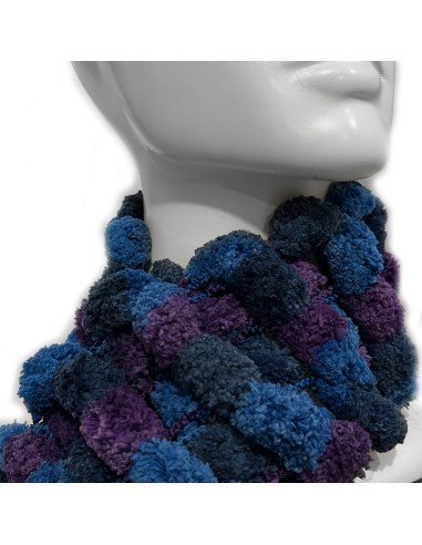 Bufanda Pashmina Pompón tejida a mano cuello Lana abrigo