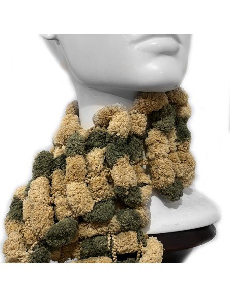 Bufanda Pashmina Pompón tejida a mano cuello Lana abrigo