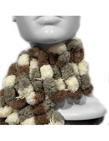 Bufanda Pashmina Pompón tejida a mano cuello Lana abrigo