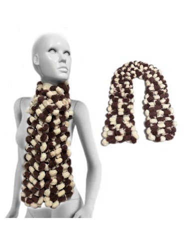 Bufanda Pashmina Pompón tejida a mano cuello Lana abrigo