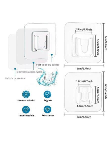 ⭐ Soporte Doble Adhesivo de Pared Multiuso Gancho para Colgar Control TV