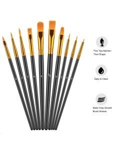 ⭐ Setx10 Pinceles Pintura Acrílica Óleo Vinilo Acuarela Artes Tempera Escolar 2