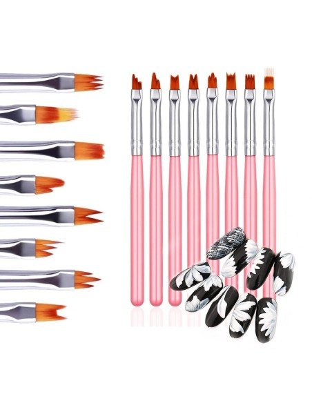 ⭐ Setx8 Pinceles Pétalos Flores Pintura Acrílica Acuarela Artes Nail Art