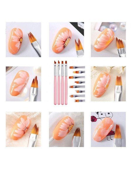⭐ Setx8 Pinceles Pétalos Flores Pintura Acrílica Acuarela Artes Nail Art ⭐ Setx8 Pinceles Pétalos Flores Pintura Acrílica Acuarela Artes Nail Art