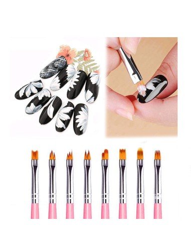 ⭐ Setx8 Pinceles Pétalos Flores Pintura Acrílica Acuarela Artes Nail Art
