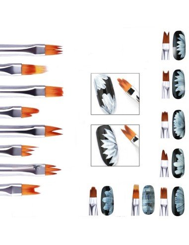⭐ Setx8 Pinceles Pétalos Flores Pintura Acrílica Acuarela Artes Nail Art