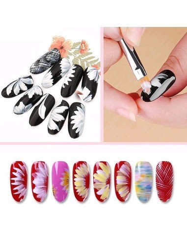 ⭐ Setx8 Pinceles Pétalos Flores Pintura Acrílica Acuarela Artes Nail Art