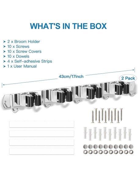 ⭐ Soporte Organizador Escobas Acero Inoxidable Multiusos