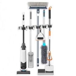 ⭐ Soporte Organizador Escobas Acero Inoxidable Multiusos