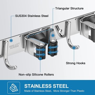 ⭐ Soporte Organizador Escobas Acero Inoxidable Multiusos