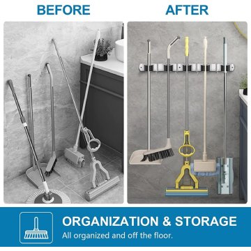 ⭐ Soporte Organizador Escobas Acero Inoxidable Multiusos