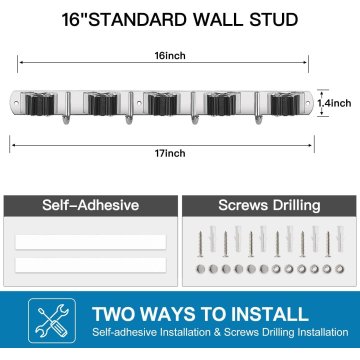 ⭐ Soporte Organizador Escobas Acero Inoxidable Multiusos