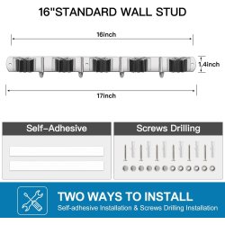⭐ Soporte Organizador Escobas Acero Inoxidable Multiusos