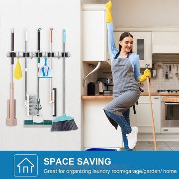 ⭐ Soporte Organizador Escobas Acero Inoxidable Multiusos